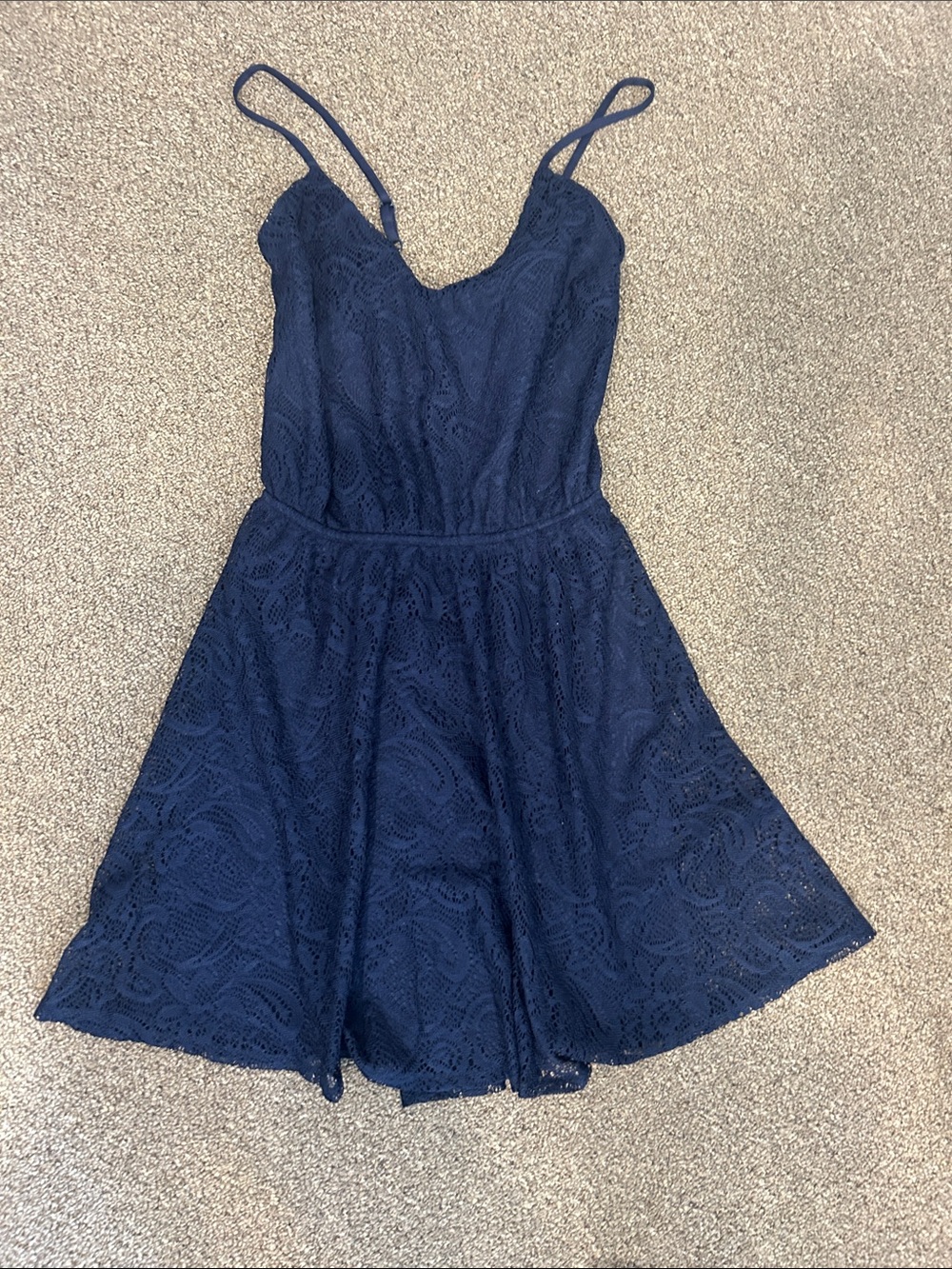 bailey blue Navy Lace Spaghetti Strap Mini Dress